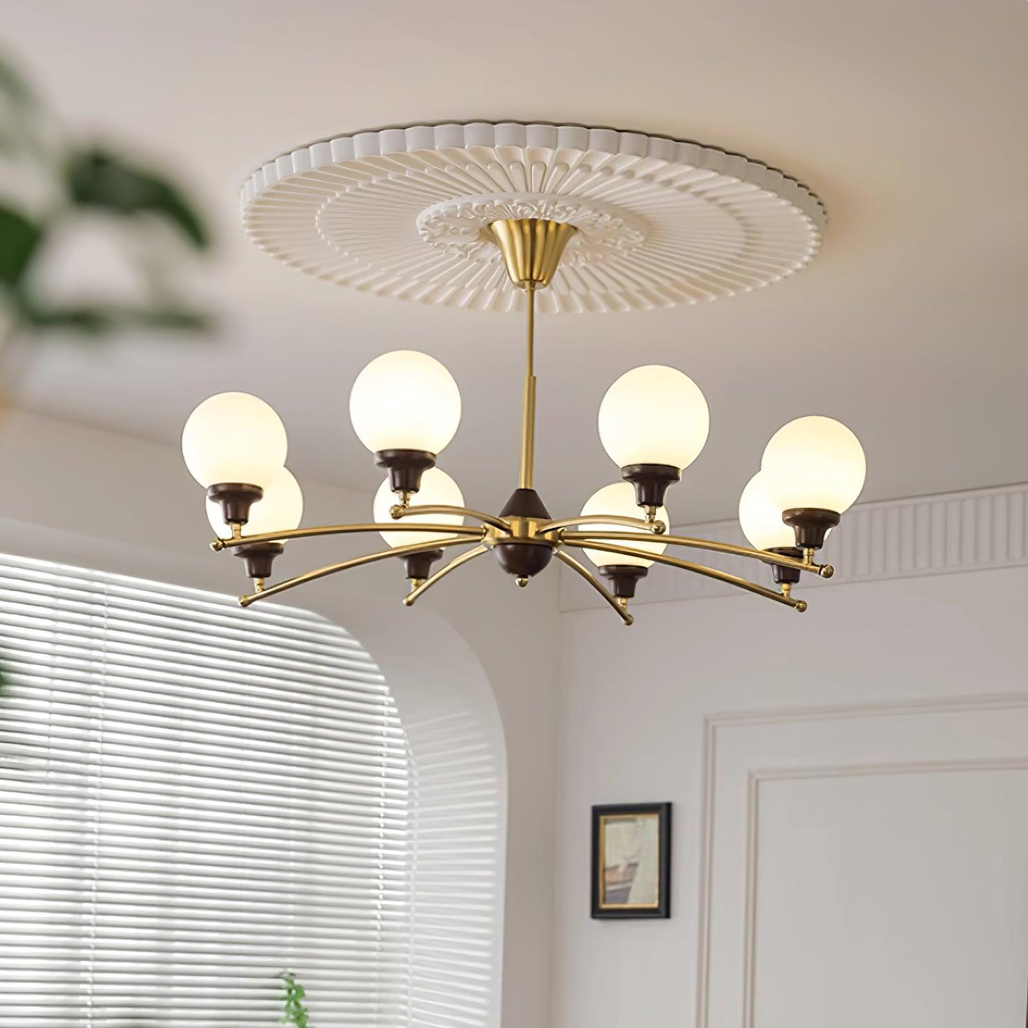 Sciolari Lustre Bois de Noyer Bras Courbés - Neutralighting