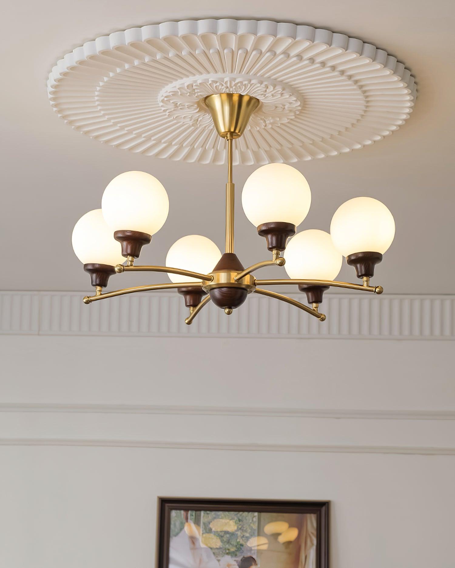 Sciolari Lustre Bois de Noyer Bras Courbés - Neutralighting