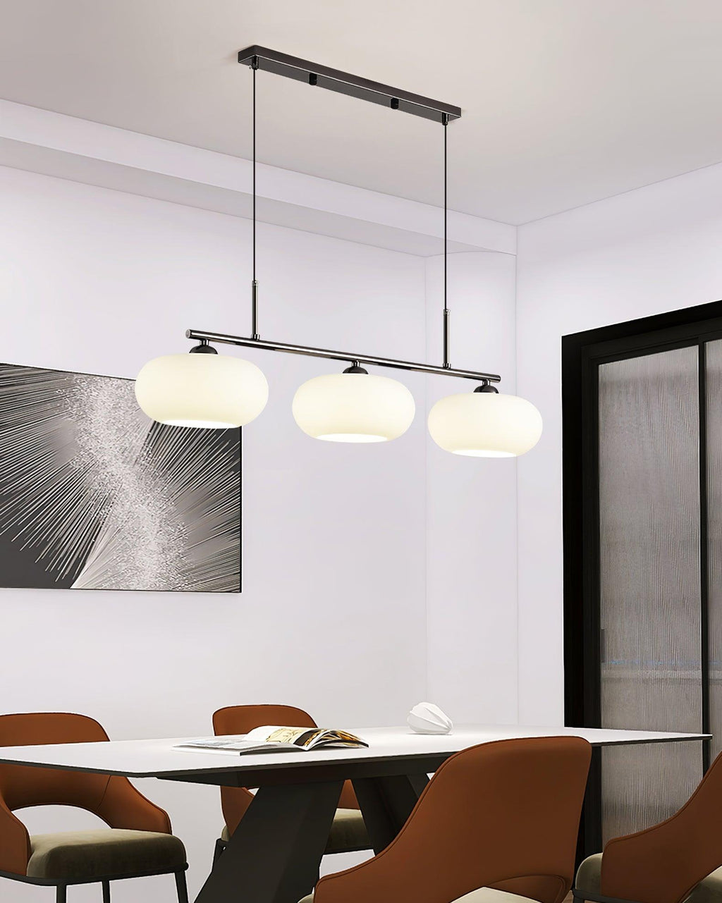 Lustra Suspension Lampe Linéaire à 3 Lumières en Forme de Globe - Neutralighting