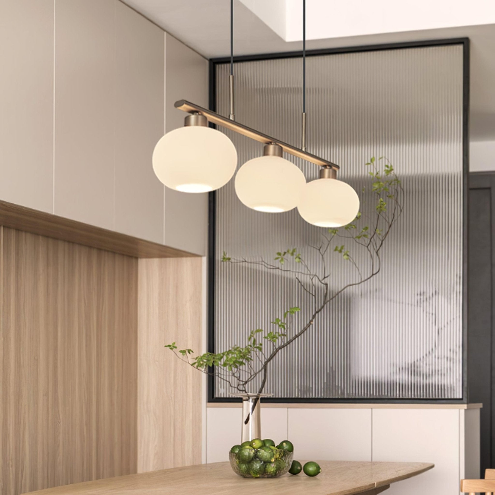 Lustra Suspension Lampe Linéaire à 3 Lumières en Forme de Globe - Neutralighting