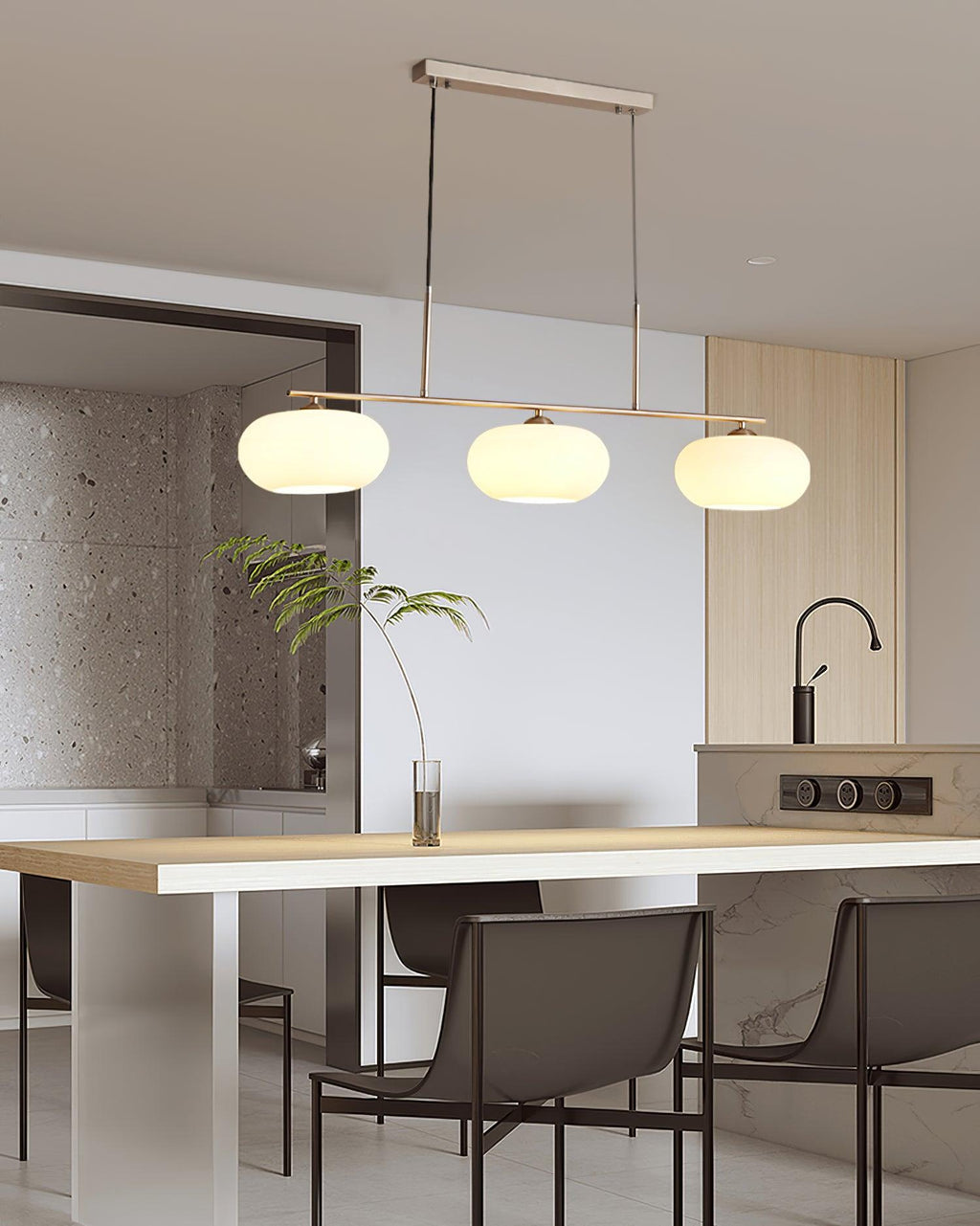 Lustra Suspension Lampe Linéaire à 3 Lumières en Forme de Globe - Neutralighting
