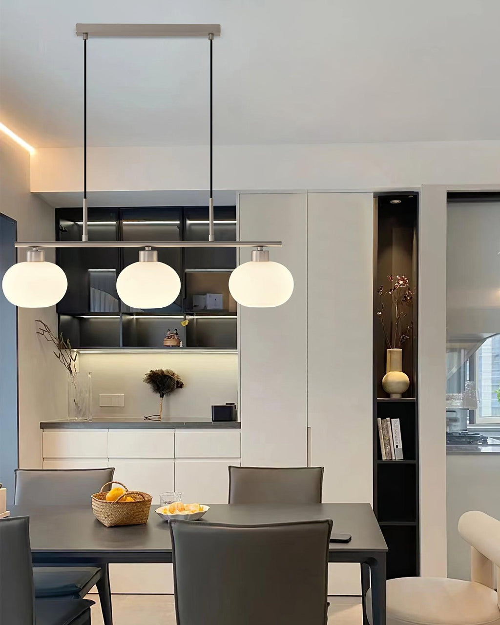 Lustra Suspension Lampe Linéaire à 3 Lumières en Forme de Globe - Neutralighting
