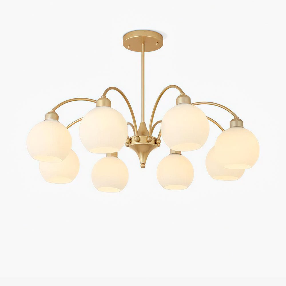 Lustra Chandelier Sculptural Verre Doré Moderne 8-Lumières - Neutralighting