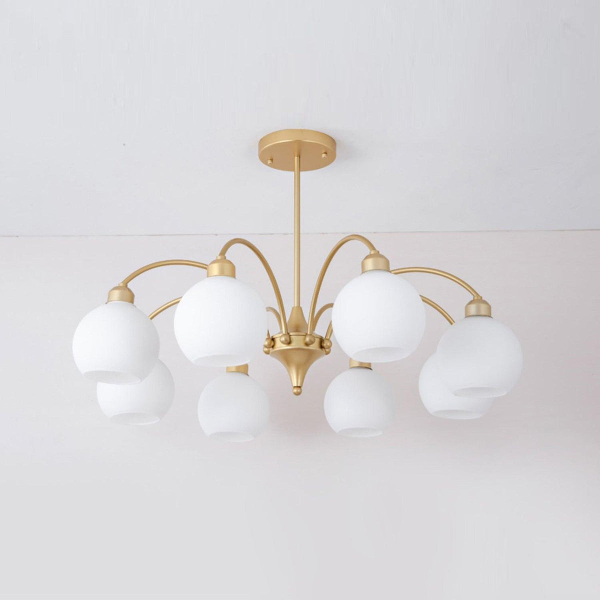 Lustra Chandelier Sculptural Verre Doré Moderne 8-Lumières - Neutralighting