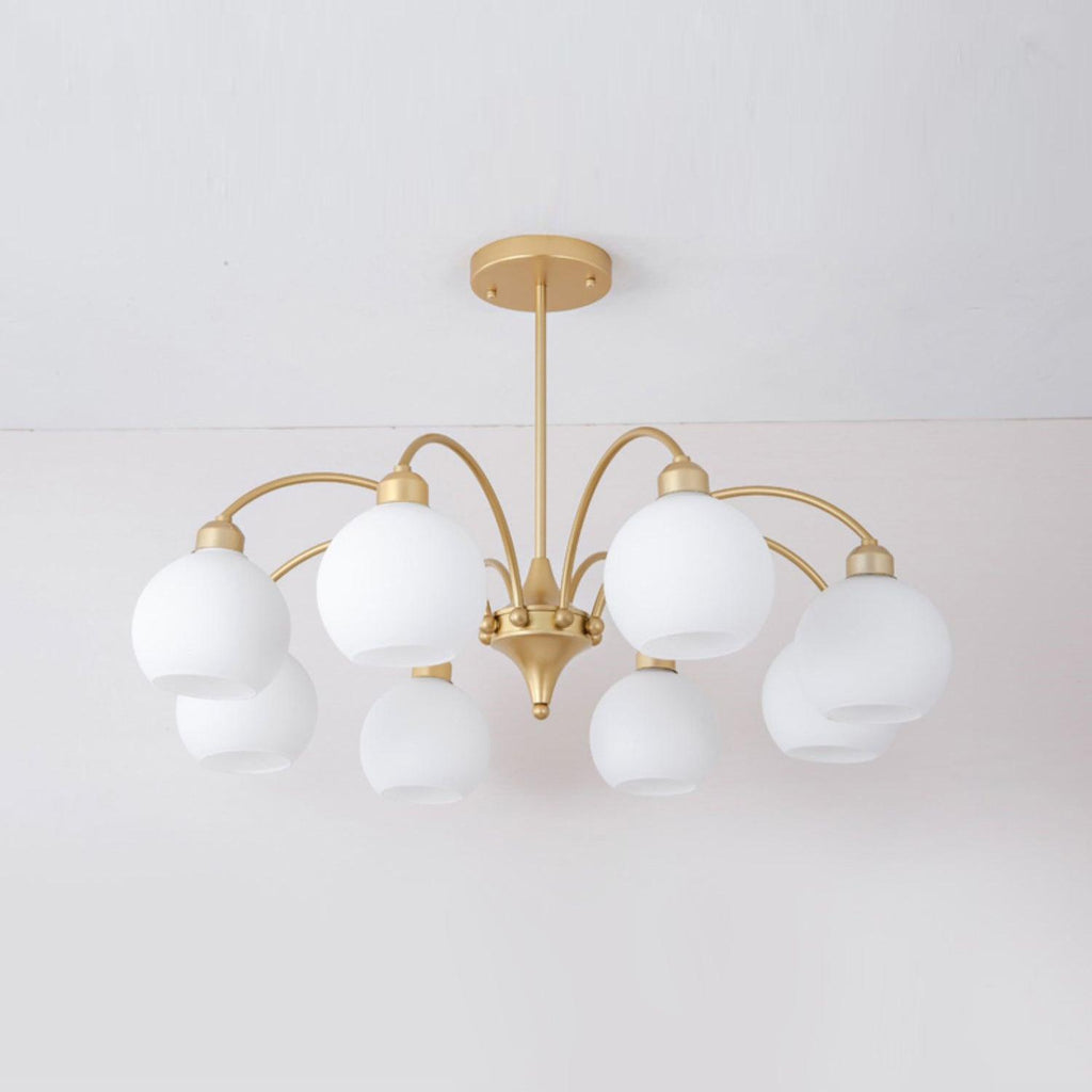 Lustra Chandelier Sculptural Verre Doré Moderne 8-Lumières - Neutralighting