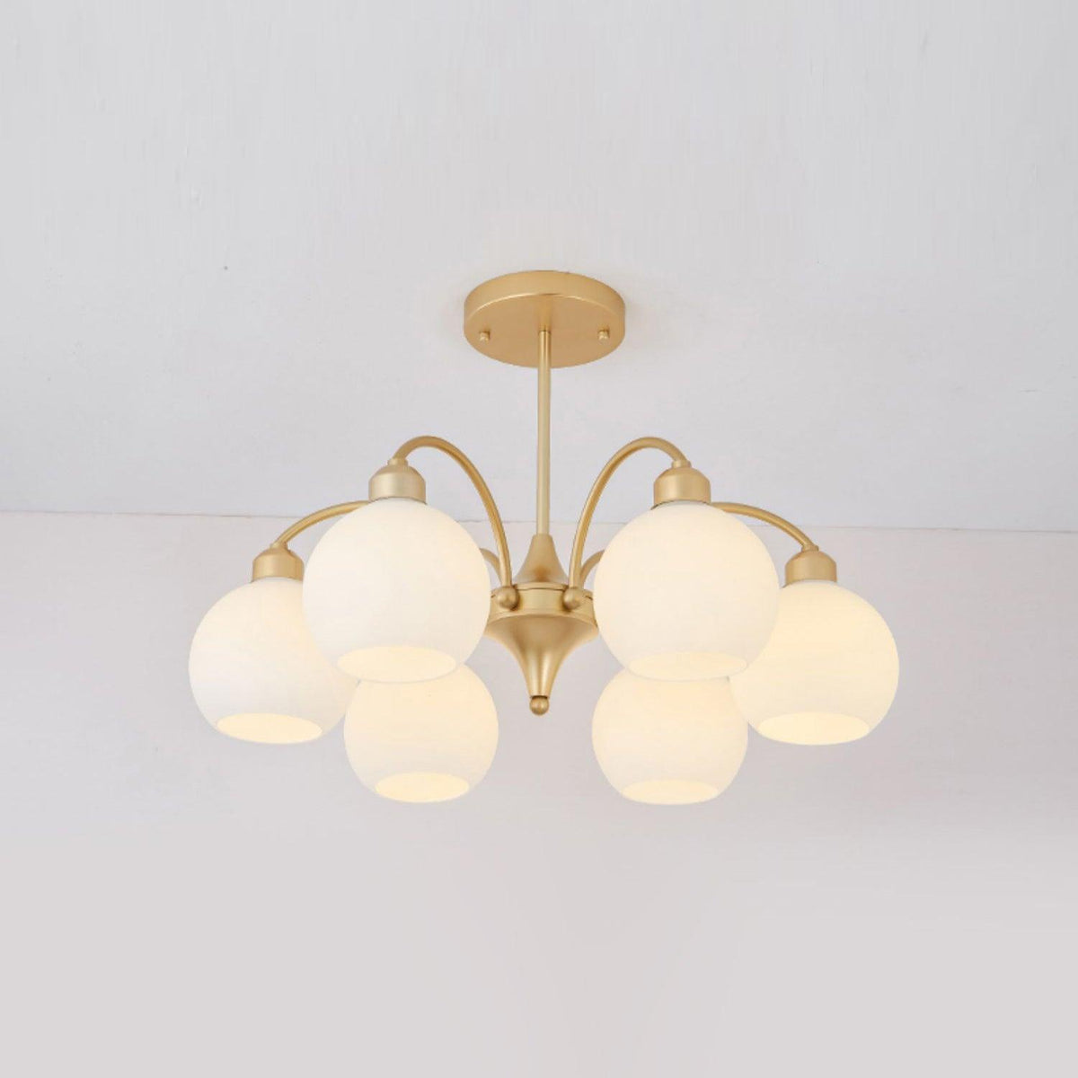 Lustra Chandelier Sculptural Verre Doré Moderne 8-Lumières - Neutralighting