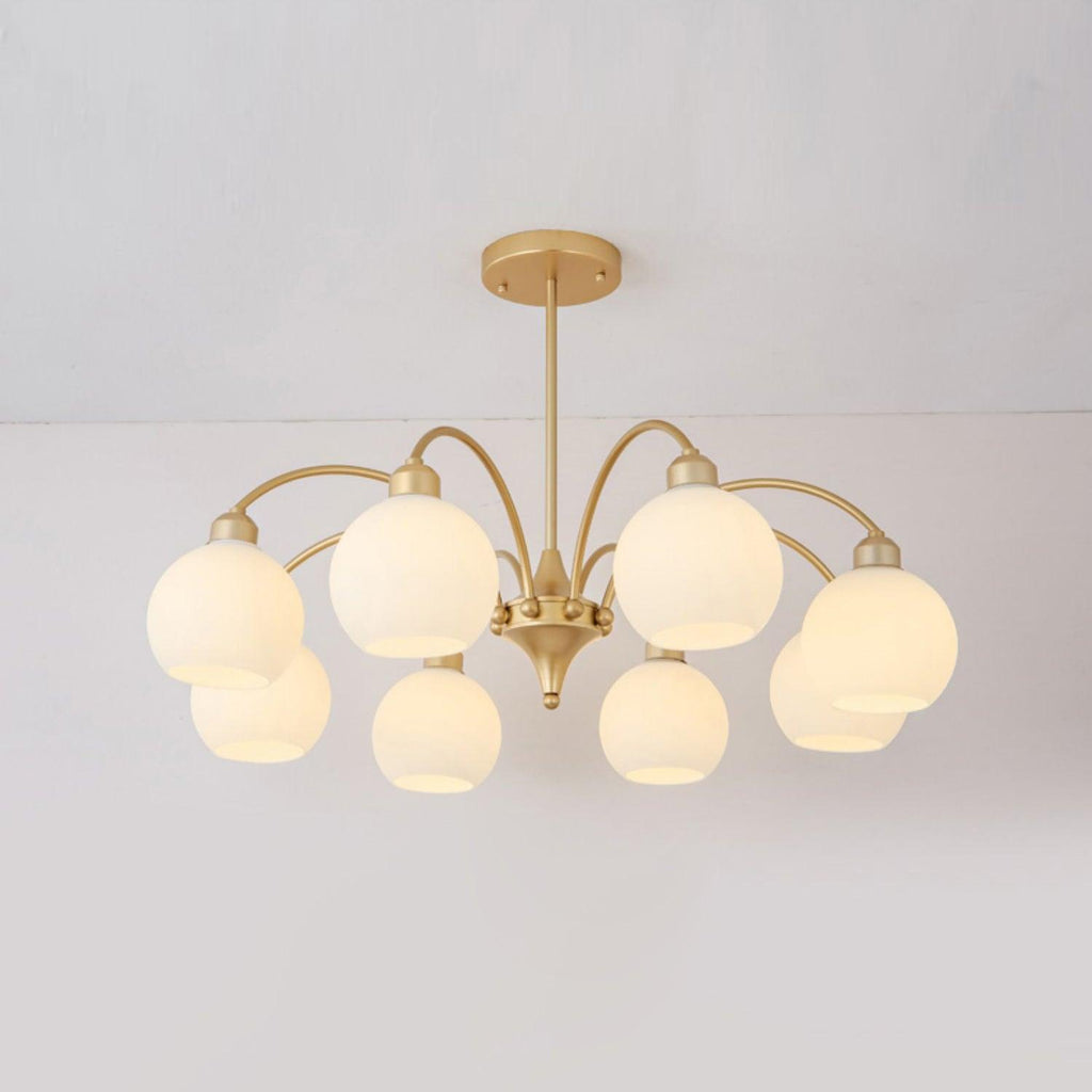 Lustra Chandelier Sculptural Verre Doré Moderne 8-Lumières - Neutralighting