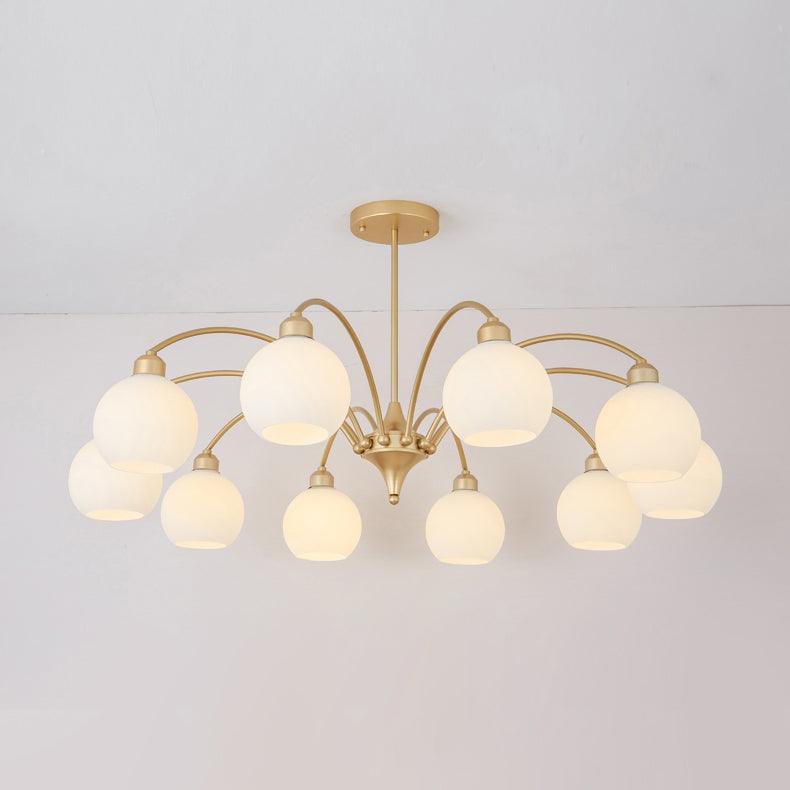 Lustra Chandelier Sculptural Verre Doré Moderne 8-Lumières - Neutralighting