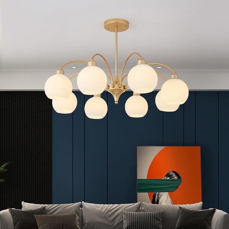 Lustra Chandelier Sculptural Verre Doré Moderne 8-Lumières - Neutralighting