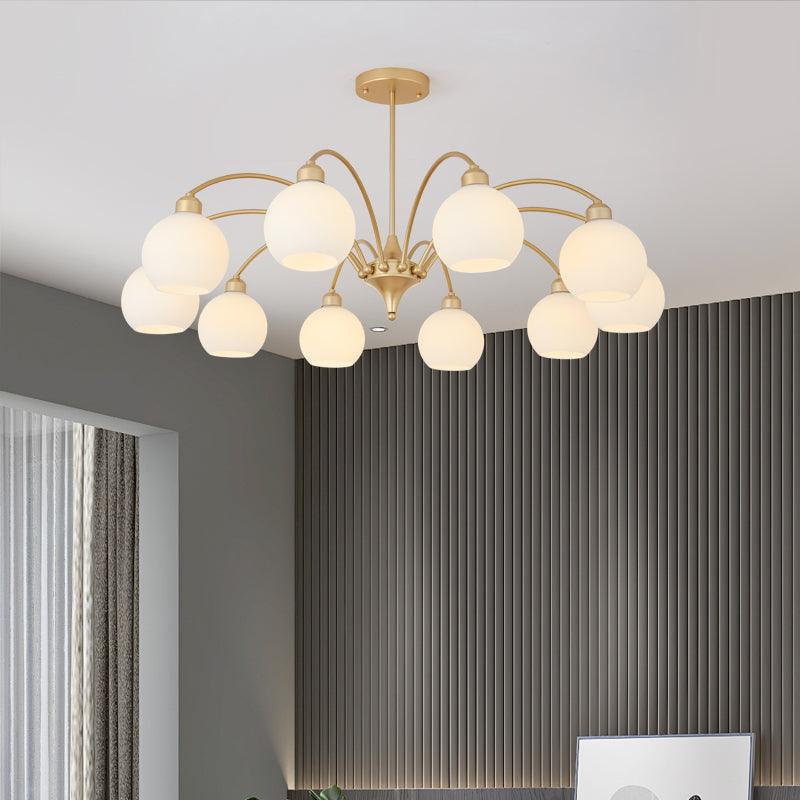 Lustra Chandelier Sculptural Verre Doré Moderne 8-Lumières - Neutralighting