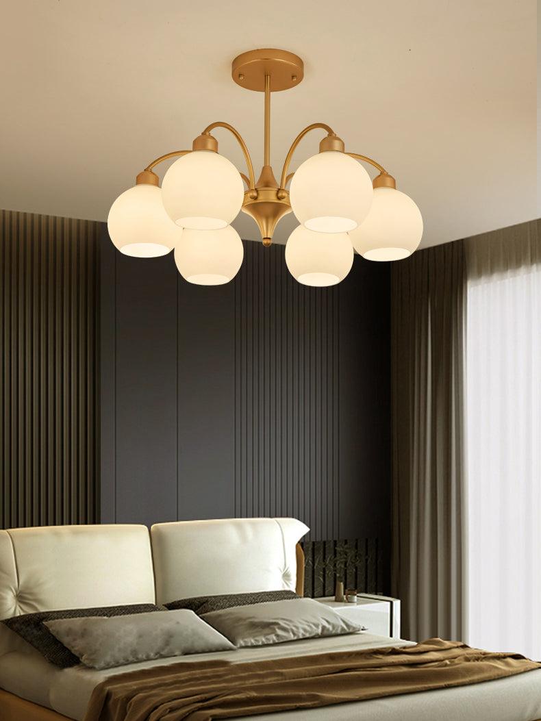 Lustra Chandelier Sculptural Verre Doré Moderne 8-Lumières - Neutralighting