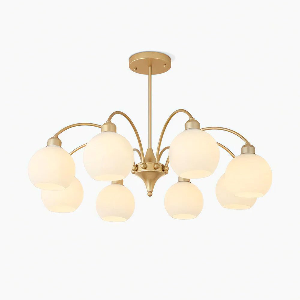 Lustra Chandelier Sculptural Verre Doré Moderne 8-Lumières - Neutralighting
