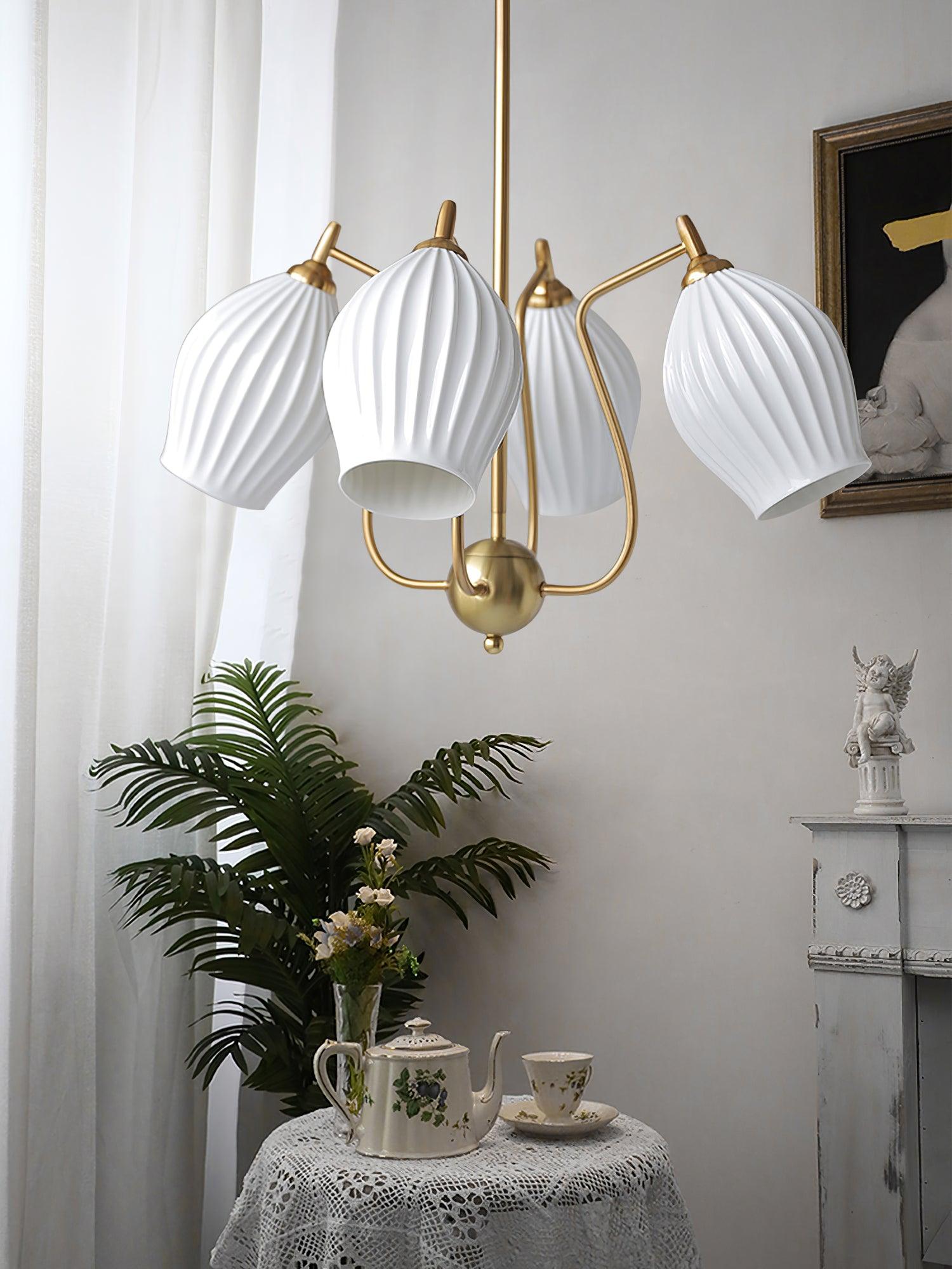 Lustra Chandelier en Céramique Canneleur Sculptural en Verre Élégant - Neutralighting