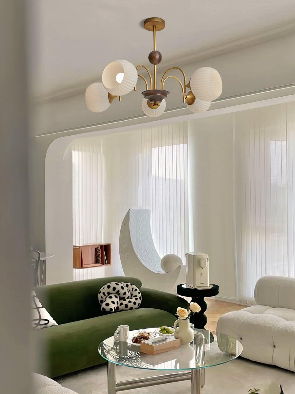 Lustra Chandelier Sculptural en Verre Canalisé - Neutralighting