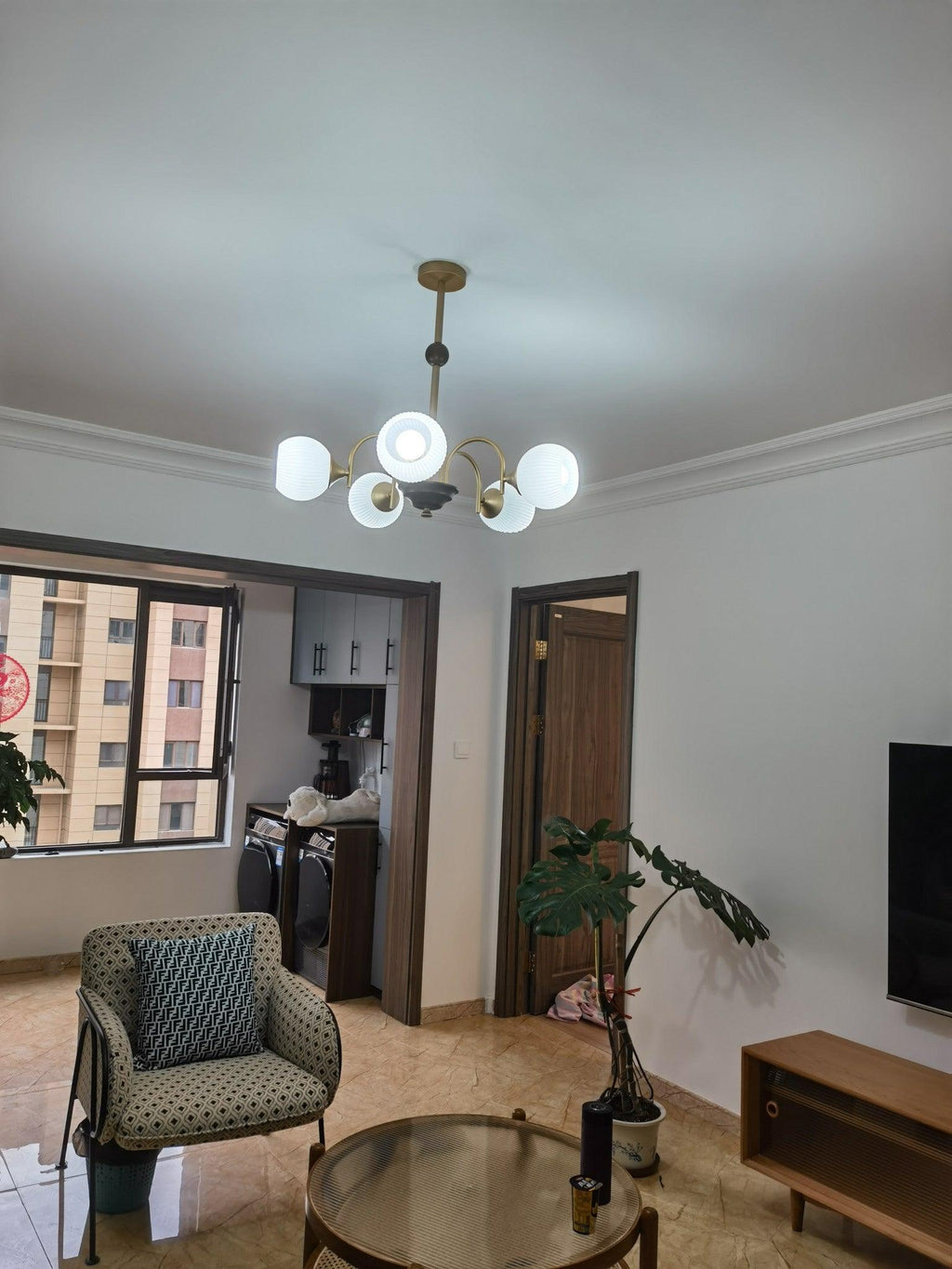 Lustra Chandelier Sculptural en Verre Canalisé - Neutralighting