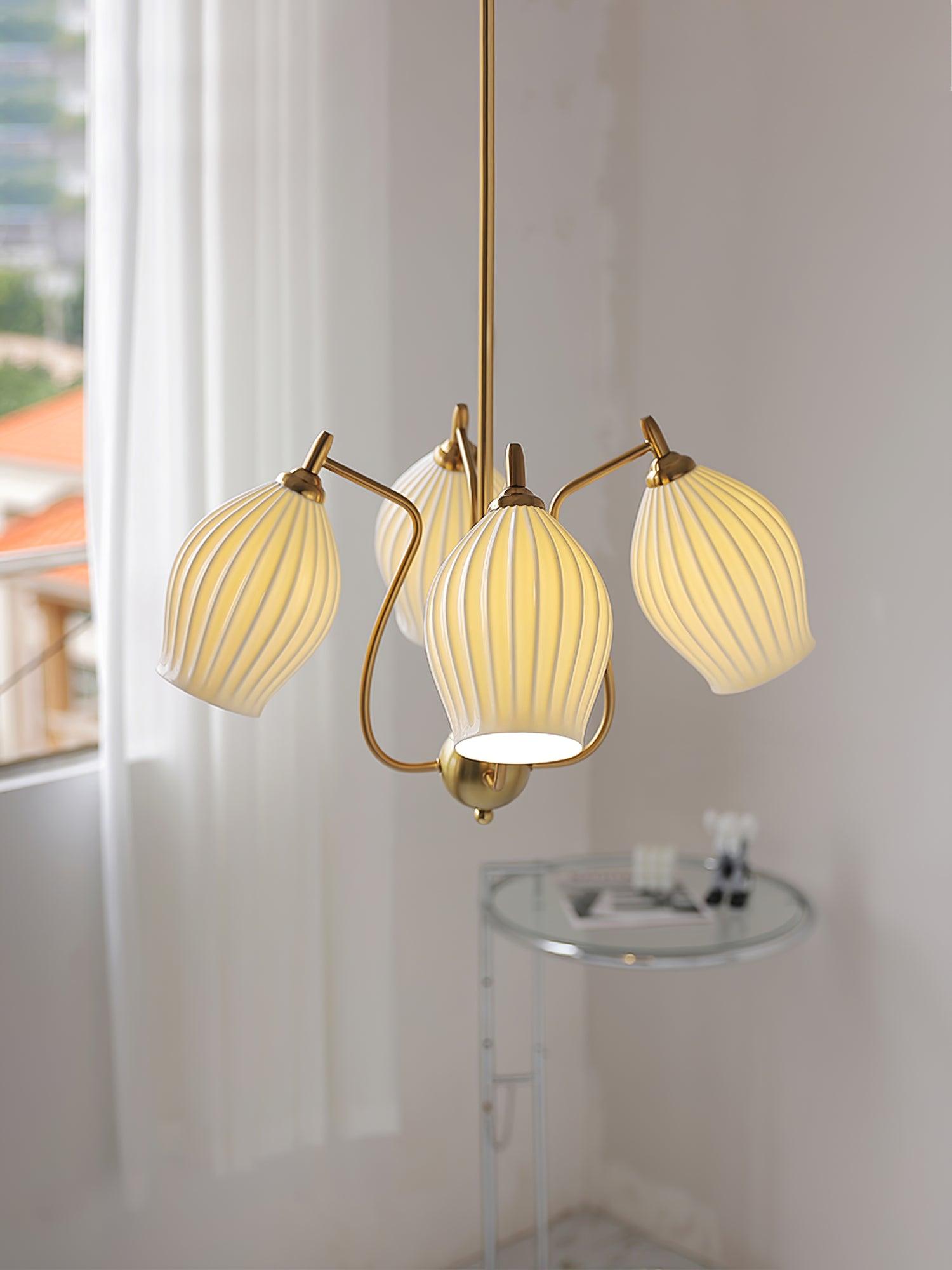 Lustra Chandelier en Céramique Canneleur Sculptural en Verre Élégant - Neutralighting