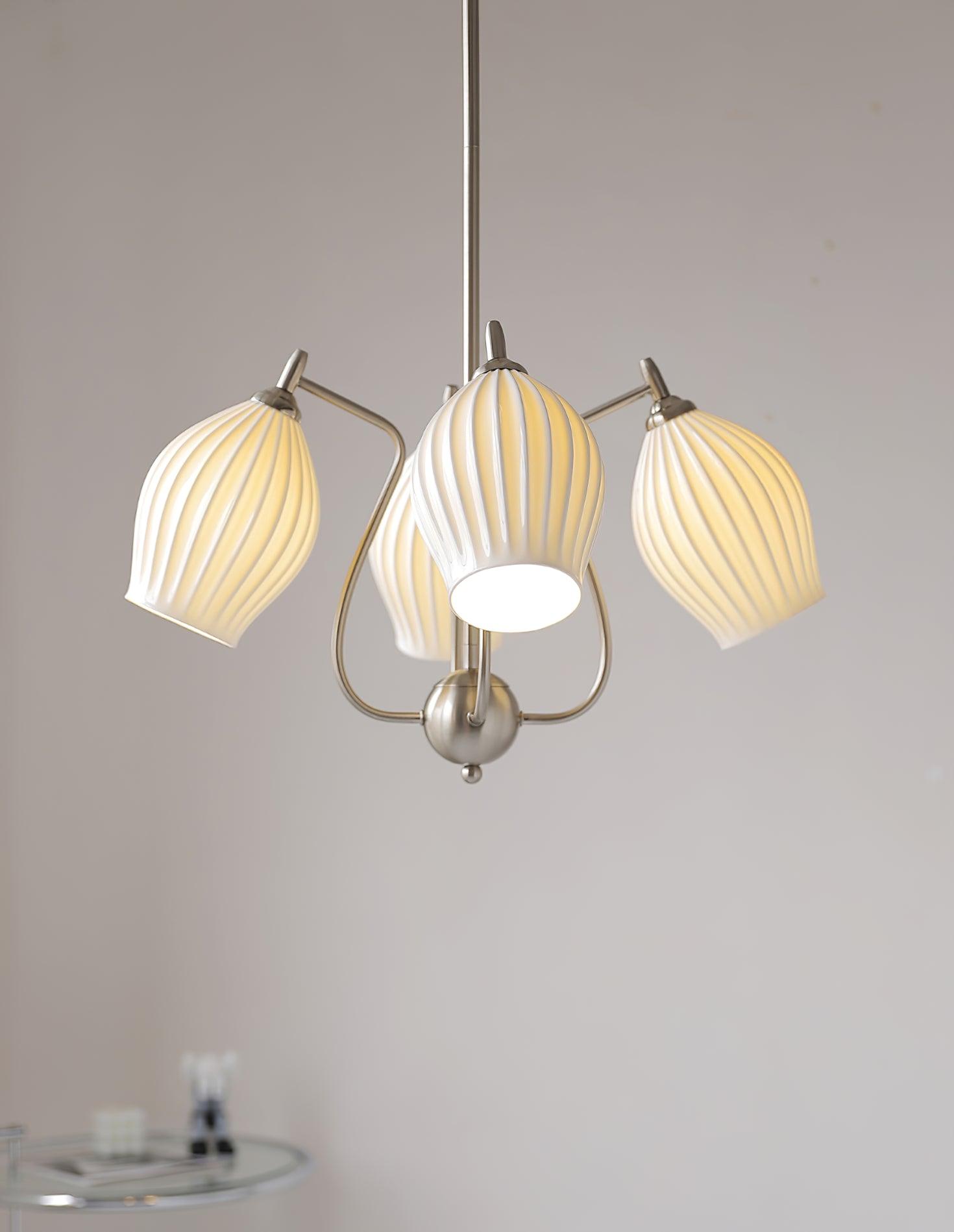 Lustra Chandelier en Céramique Canneleur Sculptural en Verre Élégant - Neutralighting