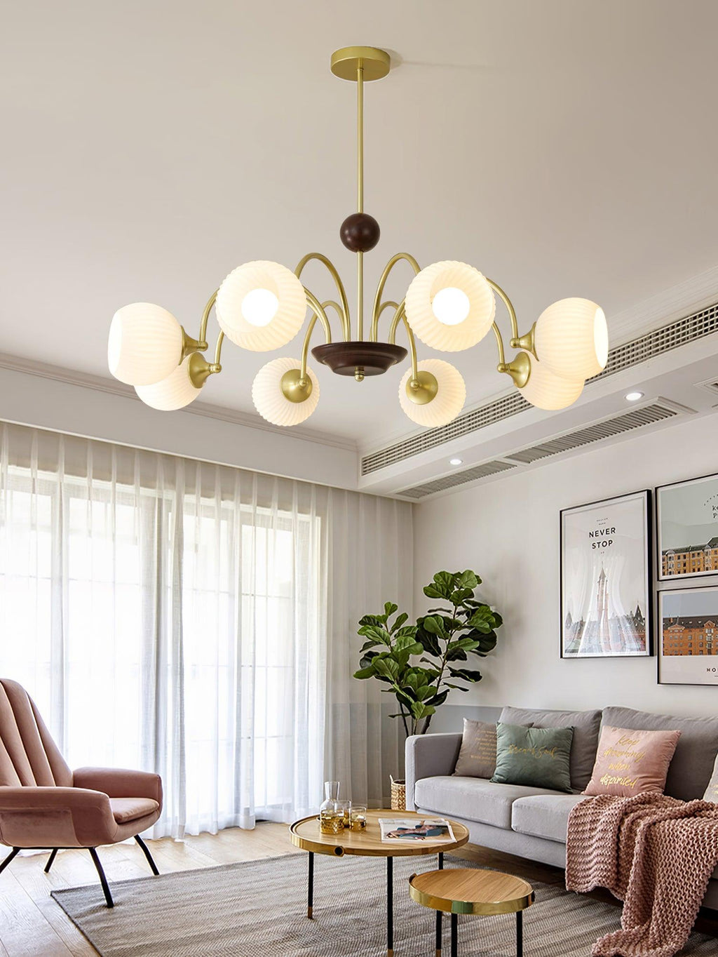 Lustra Chandelier Sculptural en Verre Canalisé - Neutralighting