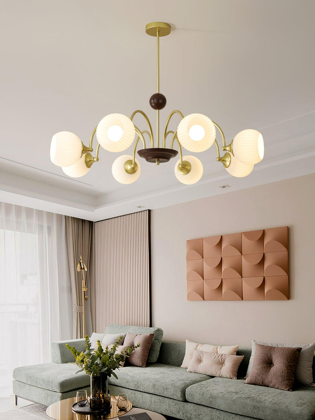 Lustra Chandelier Sculptural en Verre Canalisé - Neutralighting