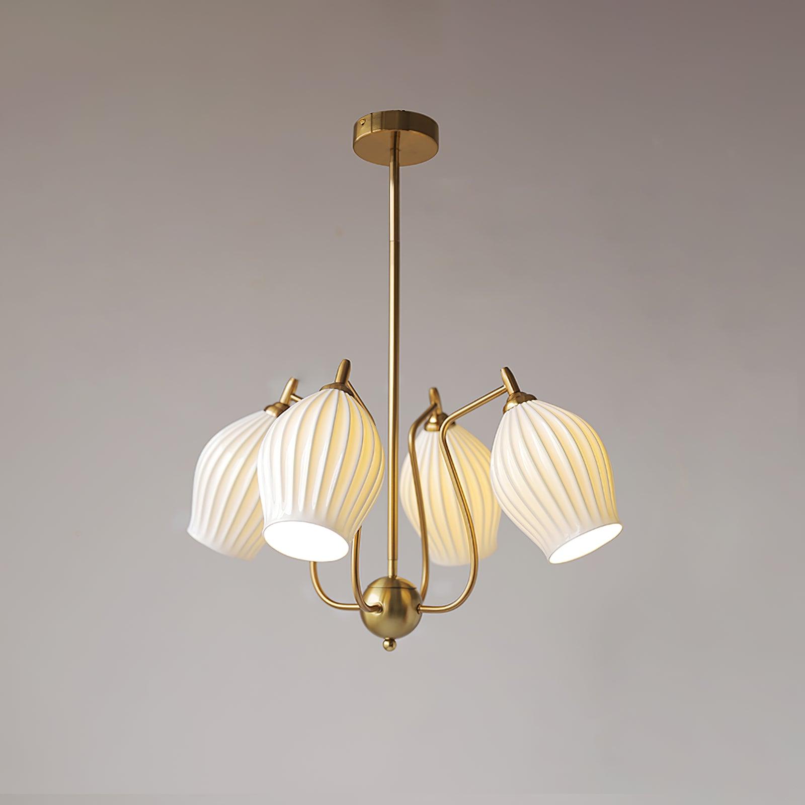 Lustra Chandelier en Céramique Canneleur Sculptural en Verre Élégant - Neutralighting
