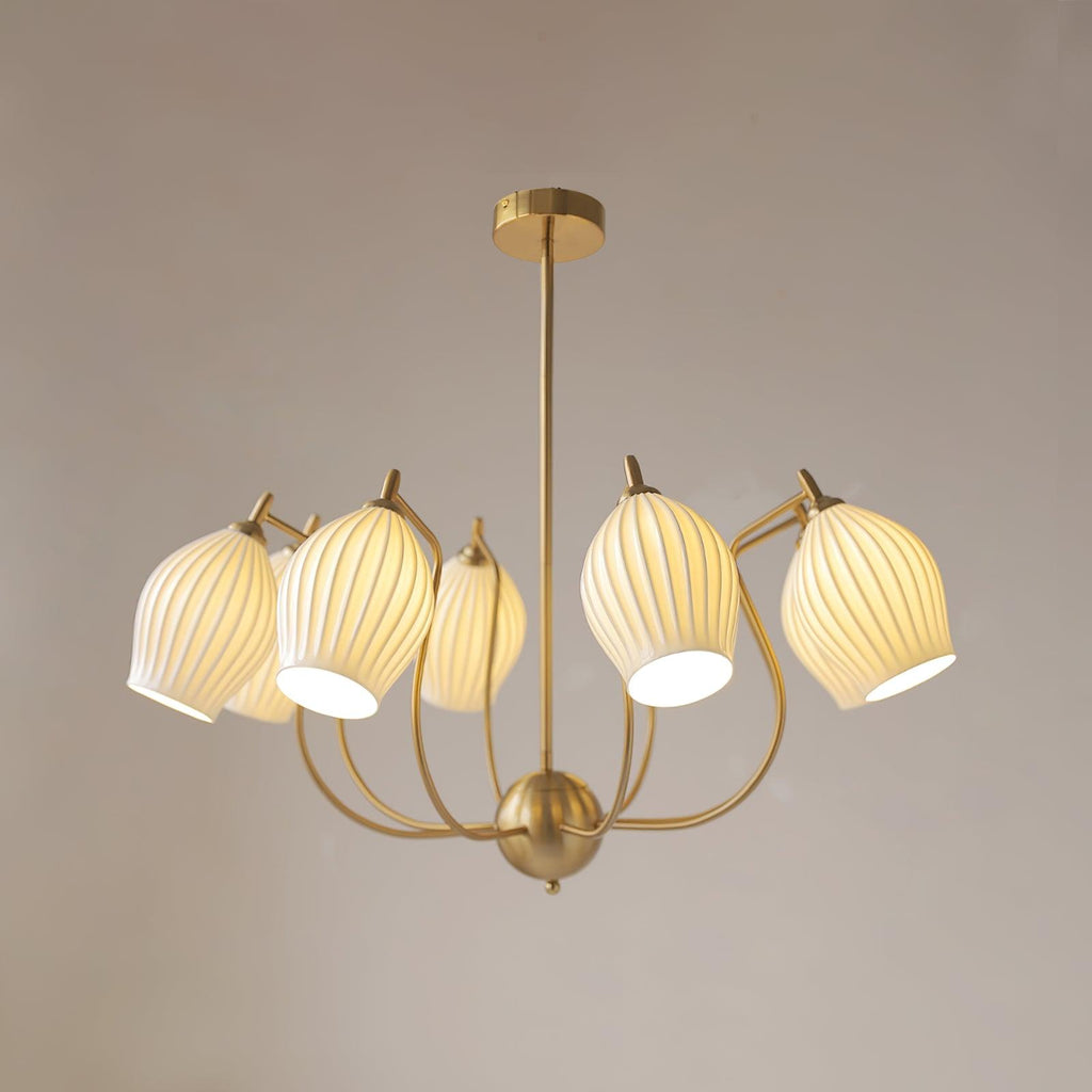Lustra Chandelier en Céramique Canneleur Sculptural en Verre Élégant - Neutralighting