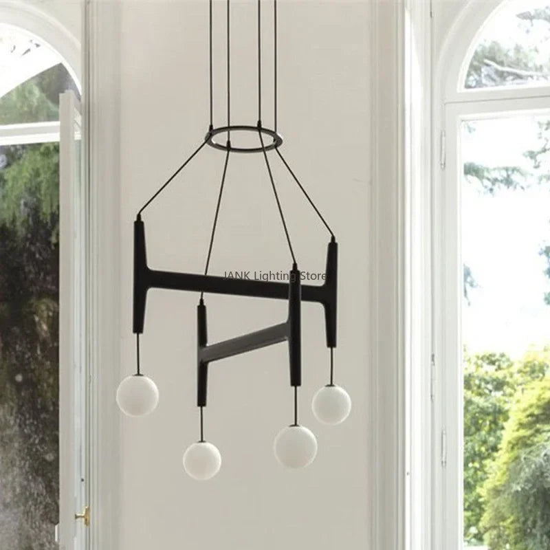 Suspension — Italien Porada ASTRA Suspension En Bois Lumière Rétro Multi Tête Minimaliste Restaurant Salon Lustre LED Intérieur Decora Lampe