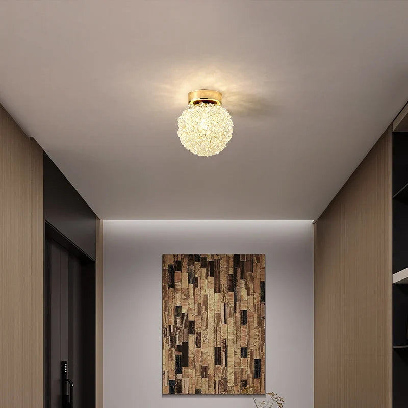 Plafonnier — Moderne en cristal clair et métal doré