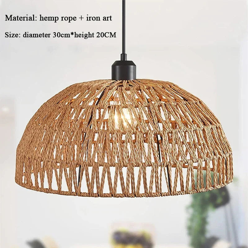 Lustre Japonais Zélie Brume en Corde de Chanvre — A
