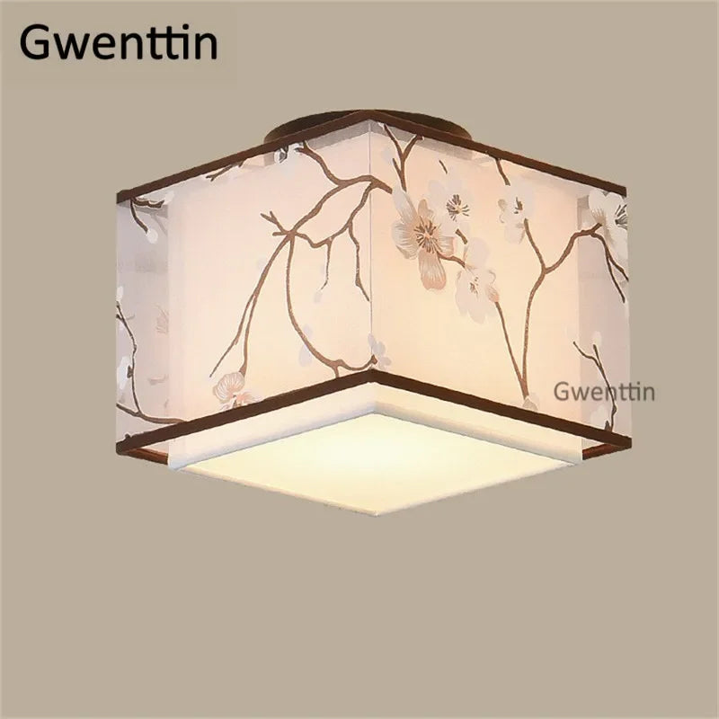 Plafonnier — Vintage en lin style chinois pour décoration intérieure