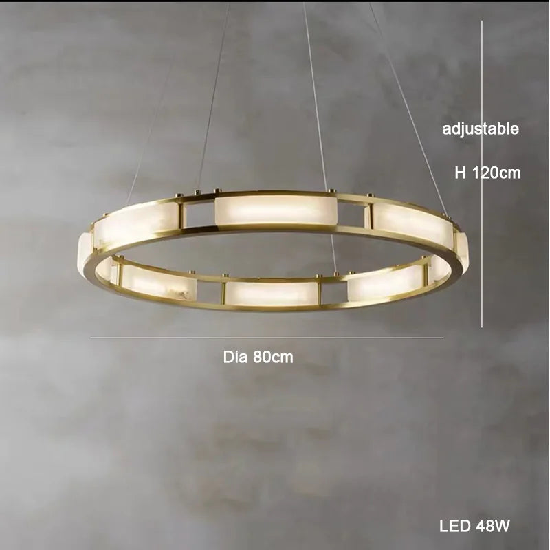 Lustre — Rond en marbre LED post-moderne à intensité réglable
