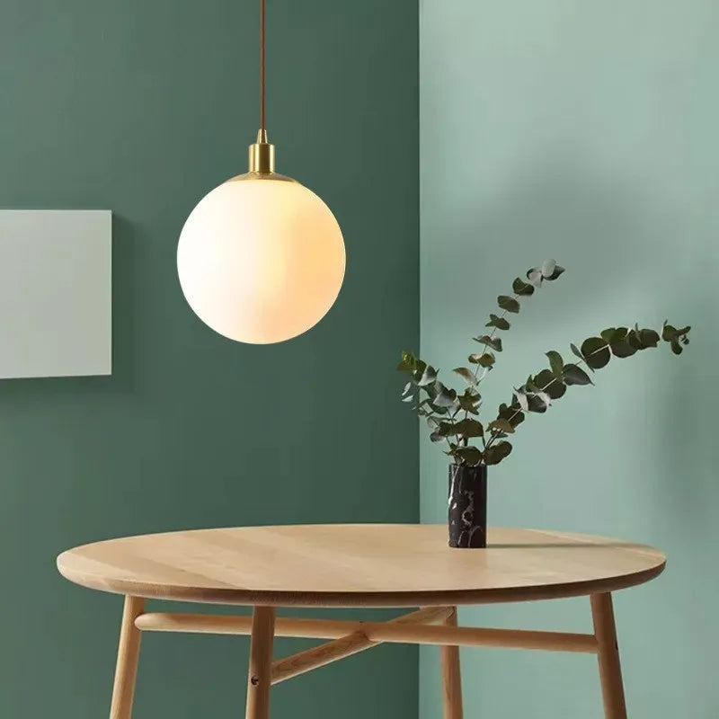 Suspension — En verre nordique 8-50 cm boule ronde lampes suspendues pour la maison pour Bar chambre salon café décoration Luminaires Lustre