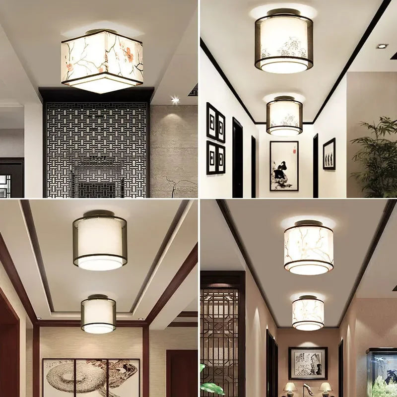 Plafonnier — Vintage en lin style chinois pour décoration intérieure