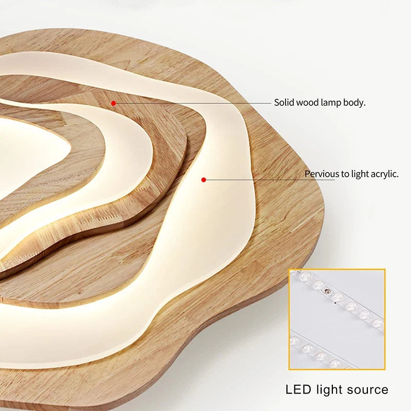 Lustre — LED moderne en bois pour chalet loft intelligent