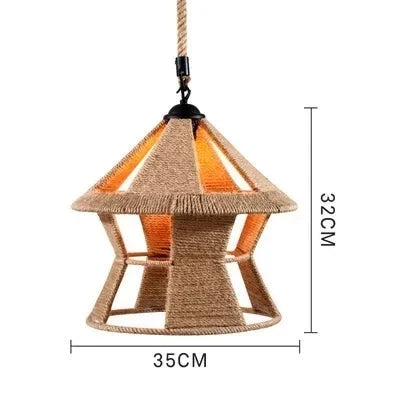 Suspension Naturelle Suzanne Brume en Corde de Chanvre et Métal — 33532 / Aucune source de lumière ; 33532 / Source de lumière