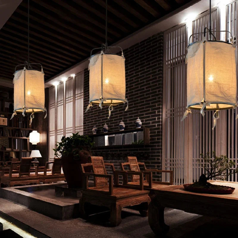 Suspension vintage zen art en lin pour décoration intérieure – Cléance Courbe