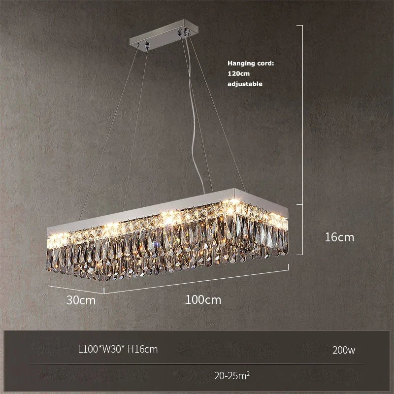 Lustre — LED dimmable rond rectangulaire en cristal
