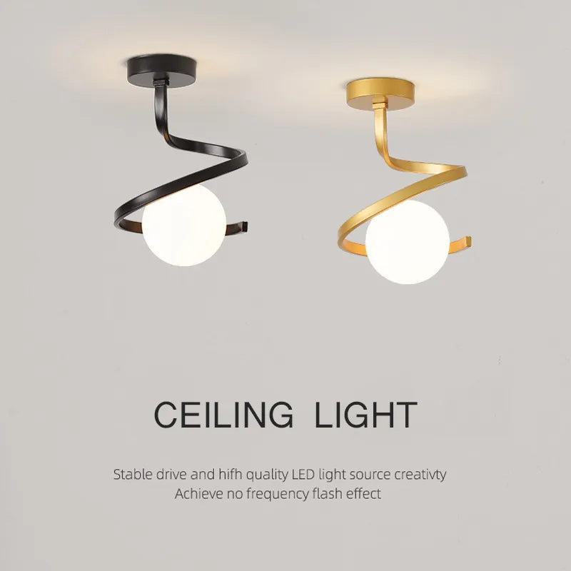 Plafonnier — LED nordique boule verre
