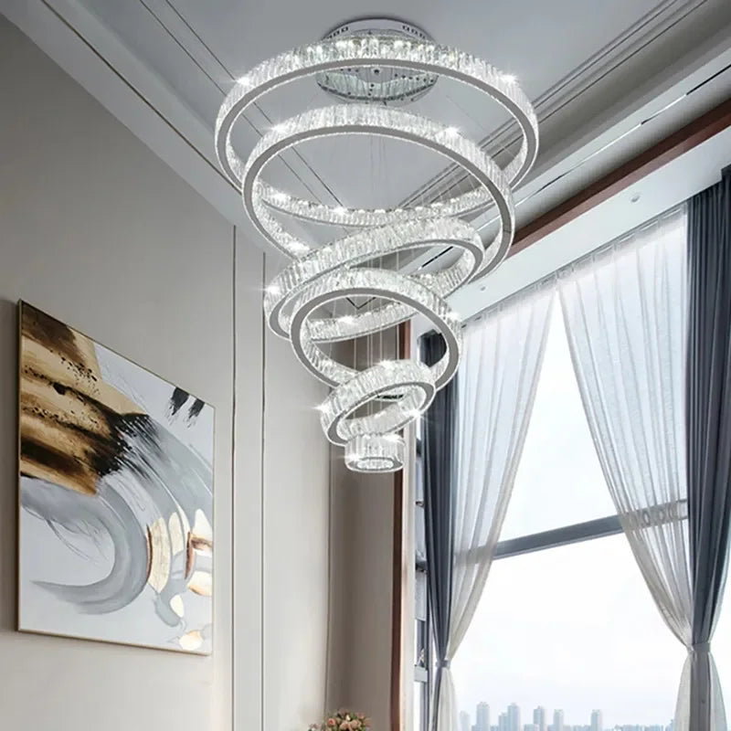 Lustre — Moderne en cristal avec anneau pour décoration intérieure