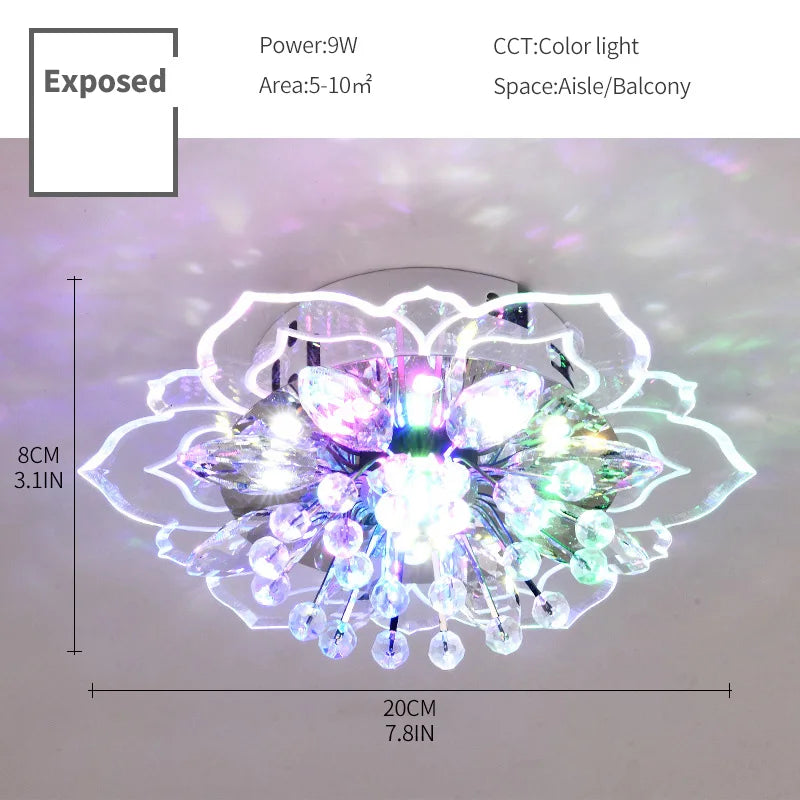 Plafonnier led en cristal de luxe pour décoration balcon Hortense Saison - Une Note Scintillante dans le Décor