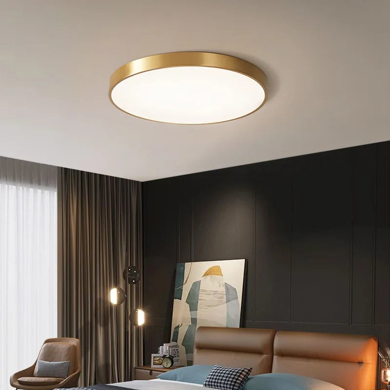 Plafonnier — LED minimaliste à télécommande en laiton doré