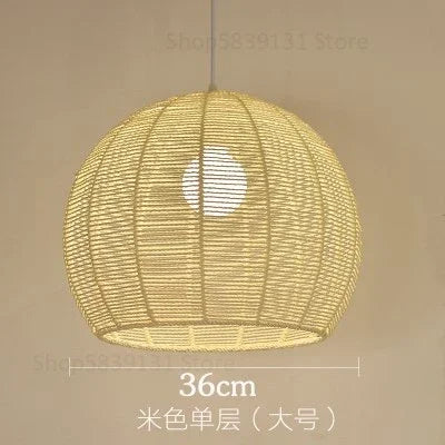 Suspension Naturelle Maëlle Brume en Corde de Chanvre et Métal — Beige grand 1