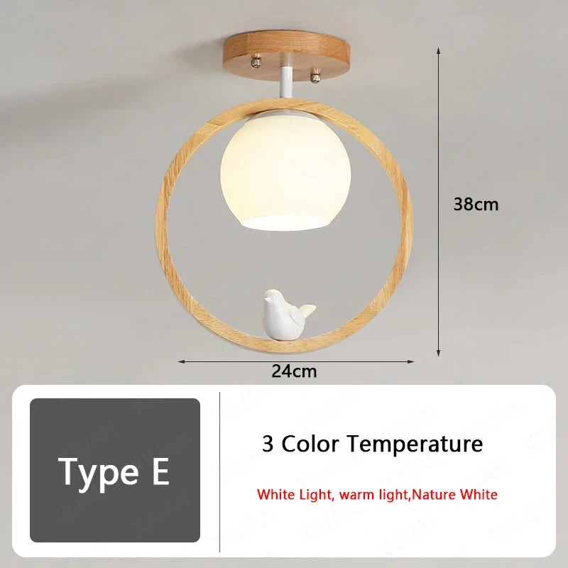 Plafonnier — En bois nordique pour couloir entrée balcon couloir vestiaire Illuminaire 3 température de couleur en bois LED allée lumière