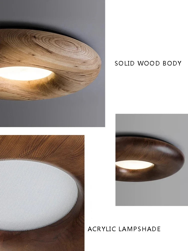 Plafonnier — LED design rétro moderne en bois grand lustre