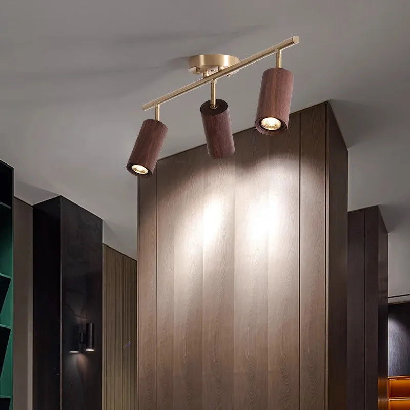 Spot de plafond en noyer et laiton pour salon, salle à manger, îlot de cuisine, couloir et chambre Pauline Arabesque - Une Touche Naturelle dans le Décor