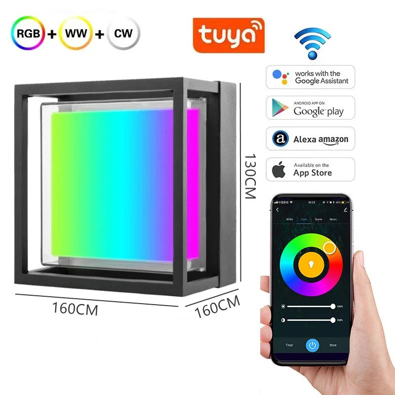 Abat-jour — LED extérieure wi-fi étanche double abat-jour aluminium acrylique