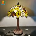 lampe à poser en verre style tiffany avec feuilles décoratives antique