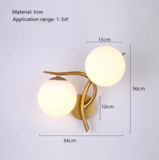 Plafonnier — Moderne en cuivre doré avec boule de verre et LED