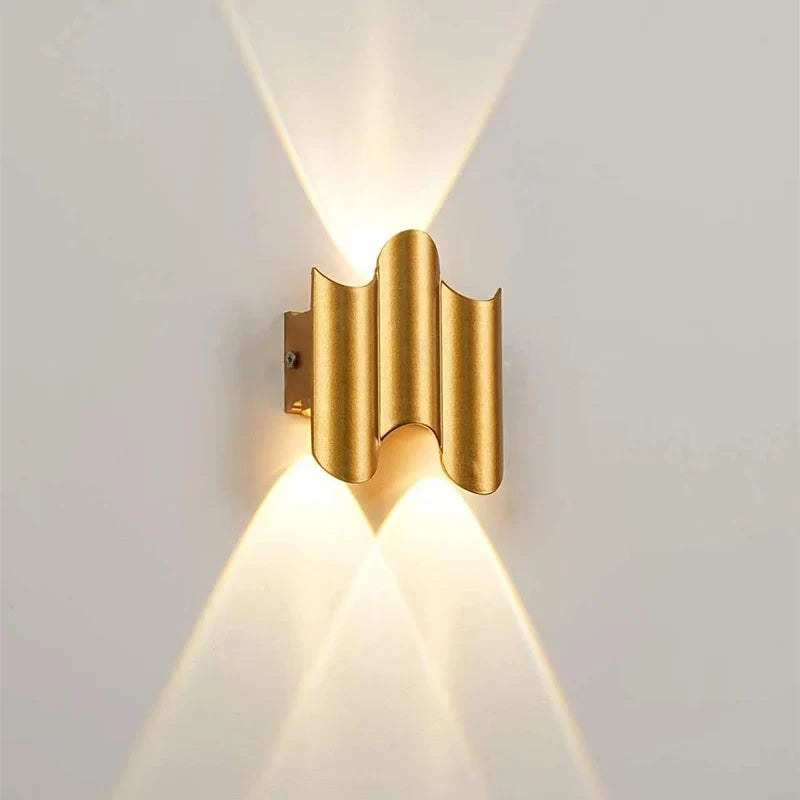 Applique murale — LED lumière extérieure étanche IP65 porche jardin applique et intérieur chambre chevet décoration éclairage lampe en aluminium doré