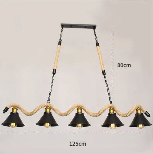 Lustre Industriel Joséphine Rivage en Corde Tressée — 5 têtes