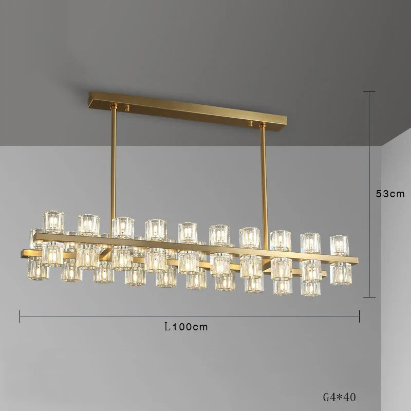 Lustre — En laiton et cristal pour décoration de luxe